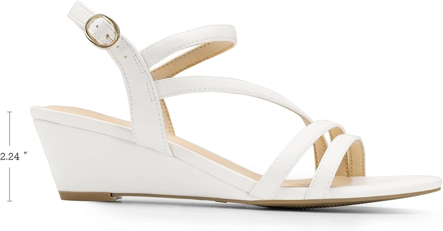 DREAM PAIRS Strappy Wrapped Dressy Wedge Sandals, Comfortable Ankle Strap Open Toe Evening Dress Wedding Dance Summer Shoes