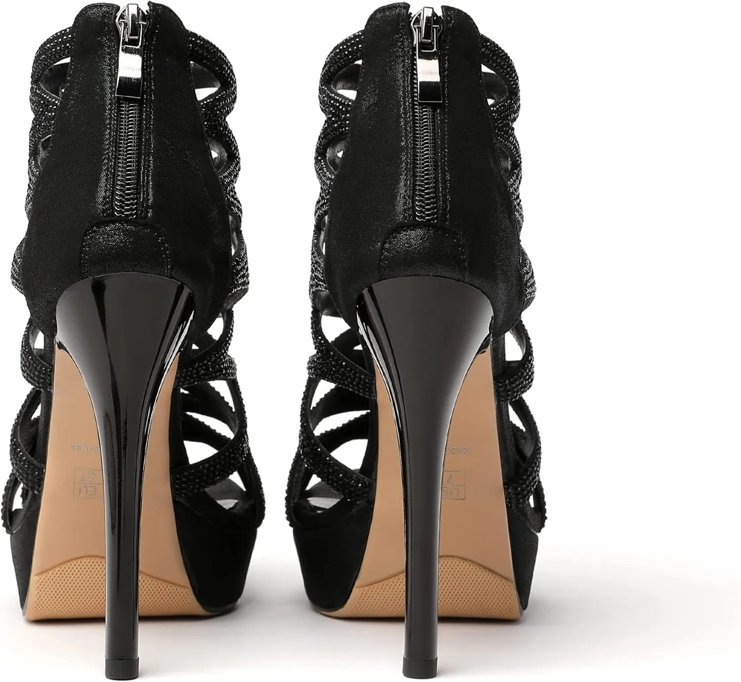Eldof Women's Platform Sandals Open Toe Rhinestone Crisscross Strappy Platform Stiletto High Heel Diamond Blingbling Summer Sandals Wedding Dress Shoes
