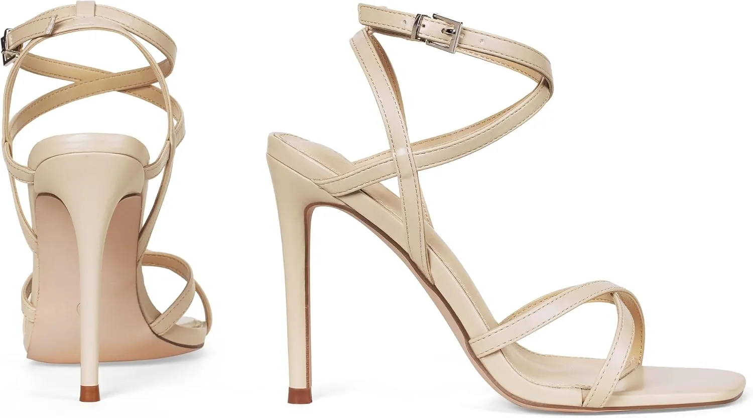 Elisabet Tang Women's Open Toe Heeled Sandals Square Toe Shoes Stiletto Heels Stiletto Heels Dress Shoes For Women Strappy Sandals