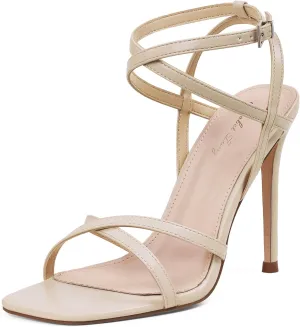 Elisabet Tang Women's Open Toe Heeled Sandals Square Toe Shoes Stiletto Heels Stiletto Heels Dress Shoes For Women Strappy Sandals