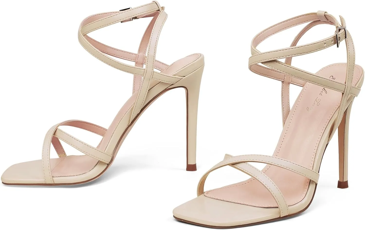 Elisabet Tang Women's Open Toe Heeled Sandals Square Toe Shoes Stiletto Heels Stiletto Heels Dress Shoes For Women Strappy Sandals