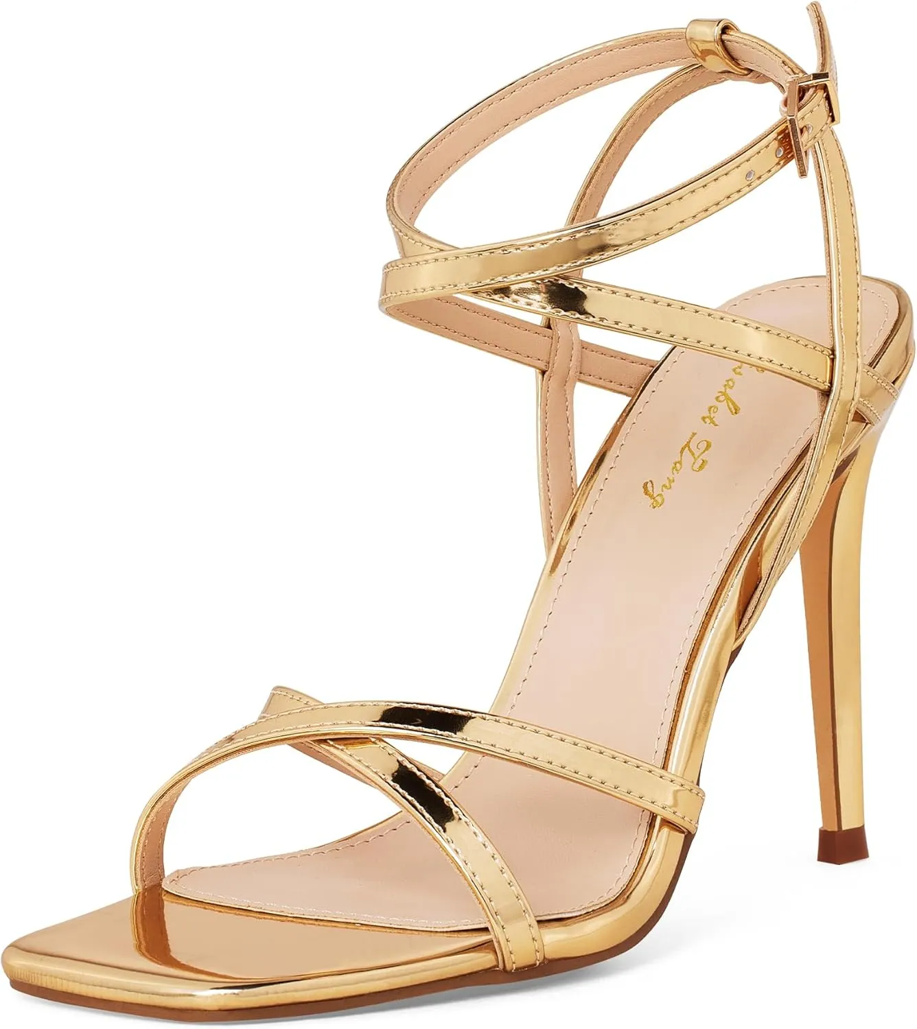 Elisabet Tang Women's Open Toe Heeled Sandals Square Toe Shoes Stiletto Heels Stiletto Heels Dress Shoes For Women Strappy Sandals