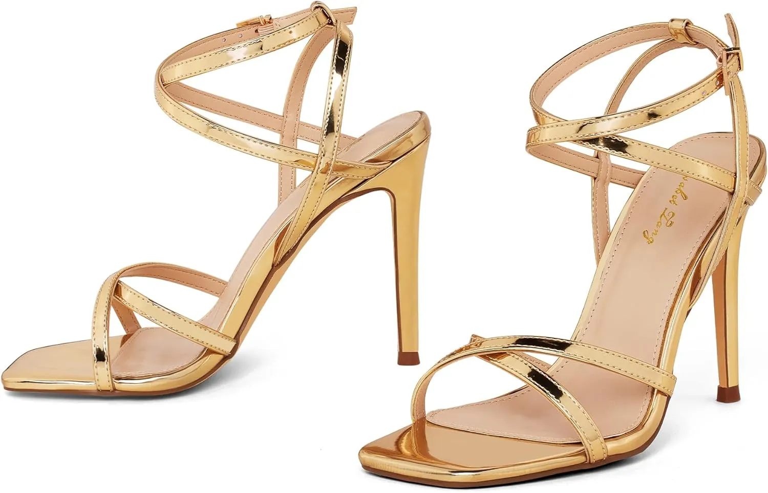 Elisabet Tang Women's Open Toe Heeled Sandals Square Toe Shoes Stiletto Heels Stiletto Heels Dress Shoes For Women Strappy Sandals