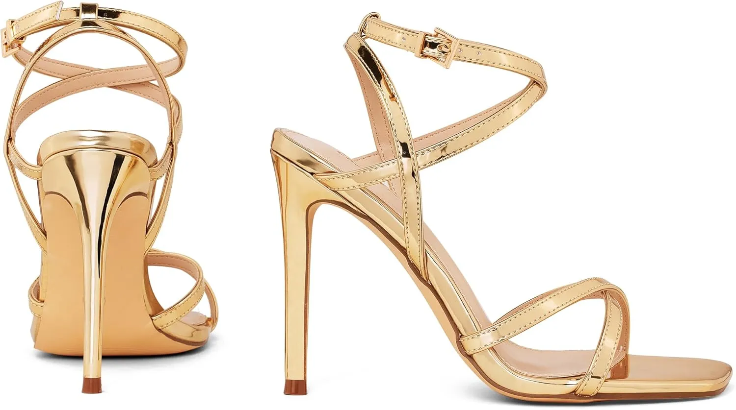 Elisabet Tang Women's Open Toe Heeled Sandals Square Toe Shoes Stiletto Heels Stiletto Heels Dress Shoes For Women Strappy Sandals