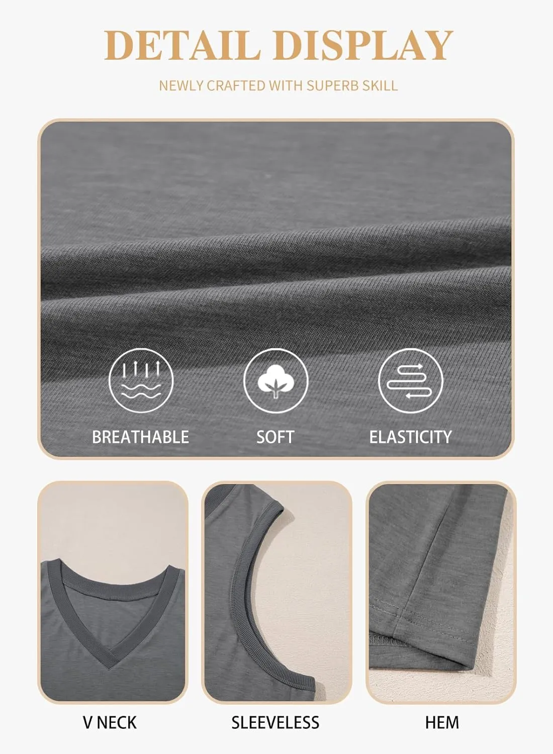 Eytino Womens Plus Size Tank Tops Summer Casual V Neck Sleeveless Tops Solid Shirts(1X-5X)