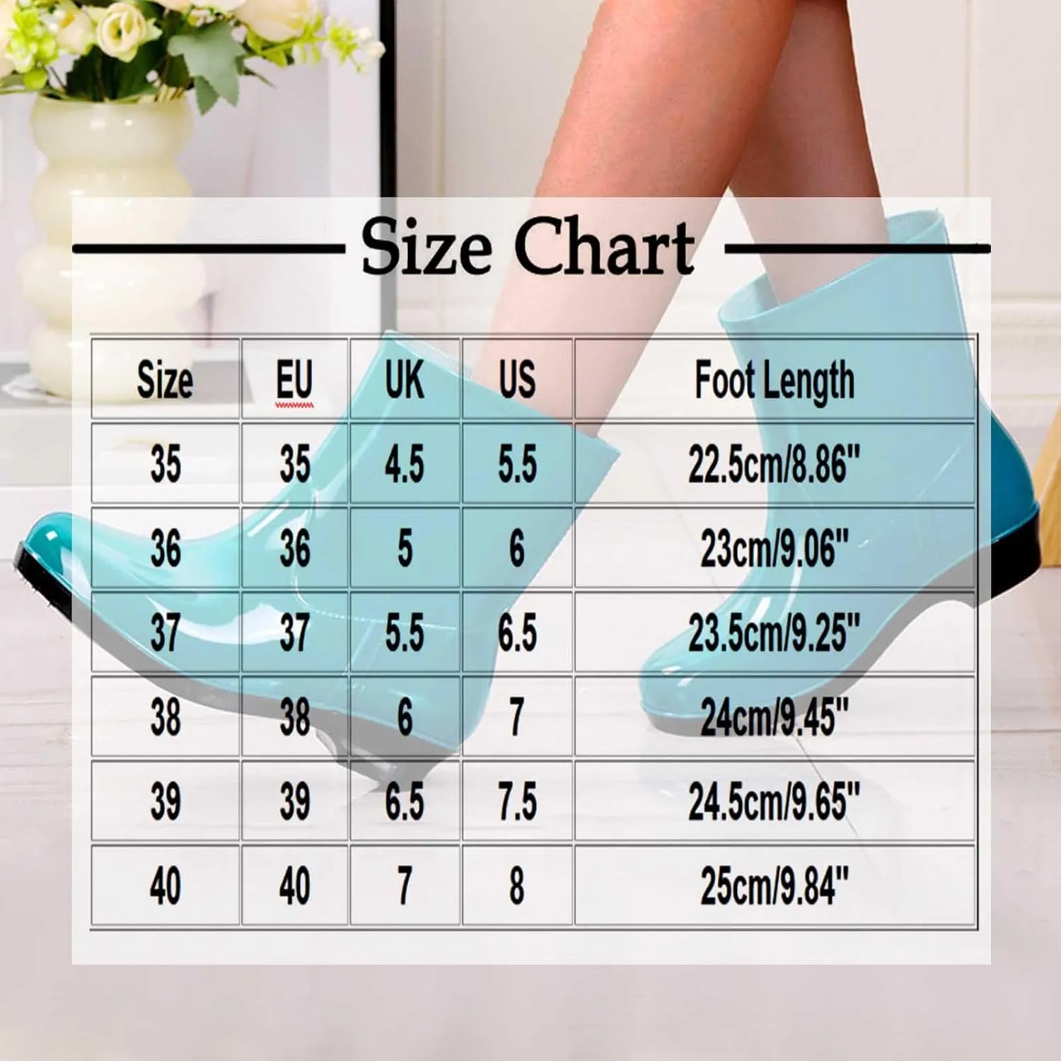 Fashion Rain Boots for Women PVC Durable Waterproof Shoes Comfort Non-Slip Mid Calf Garden Boot Cute Chelsea Booties