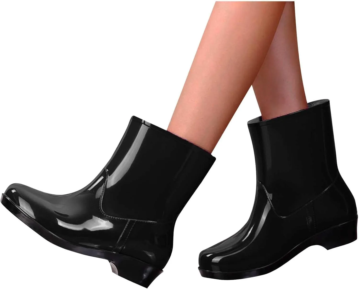 Fashion Rain Boots for Women PVC Durable Waterproof Shoes Comfort Non-Slip Mid Calf Garden Boot Cute Chelsea Booties