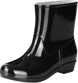 Fashion Rain Boots for Women PVC Durable Waterproof Shoes Comfort Non-Slip Mid Calf Garden Boot Cute Chelsea Booties