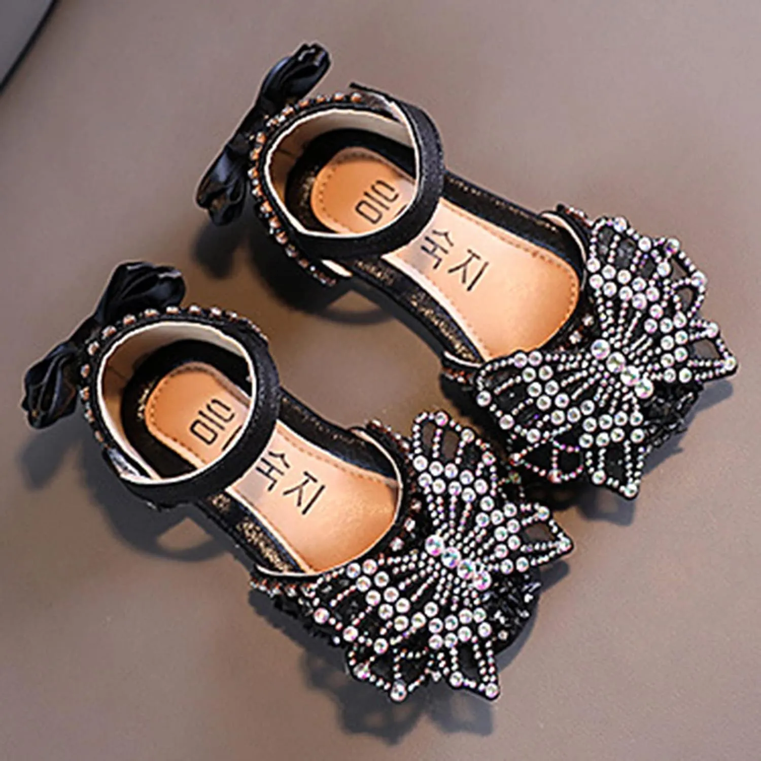 Fashion Summer Girls Dance Shoes Princess Dress Performance Shoes Silk Bow Rhinestone Mesh Snow Boots for Infant Girls (Black, 3-3.5 Years Toddler)