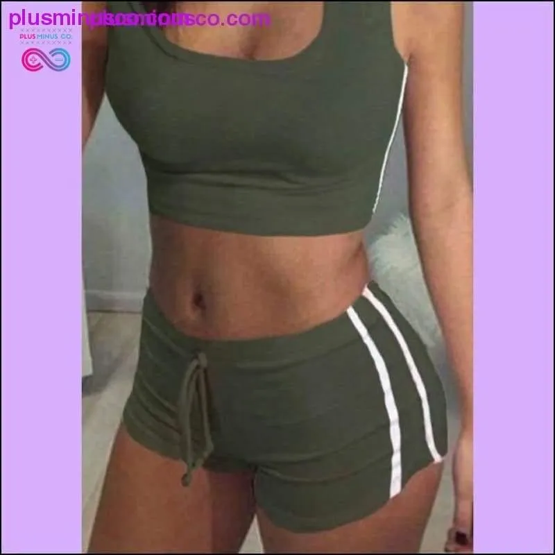 Fashion Women Sports Suit Crop Top  Shorts Two-piece Outfit