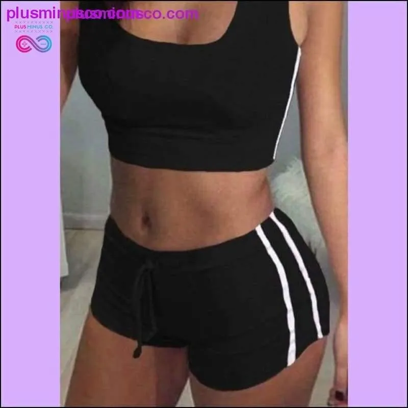 Fashion Women Sports Suit Crop Top  Shorts Two-piece Outfit