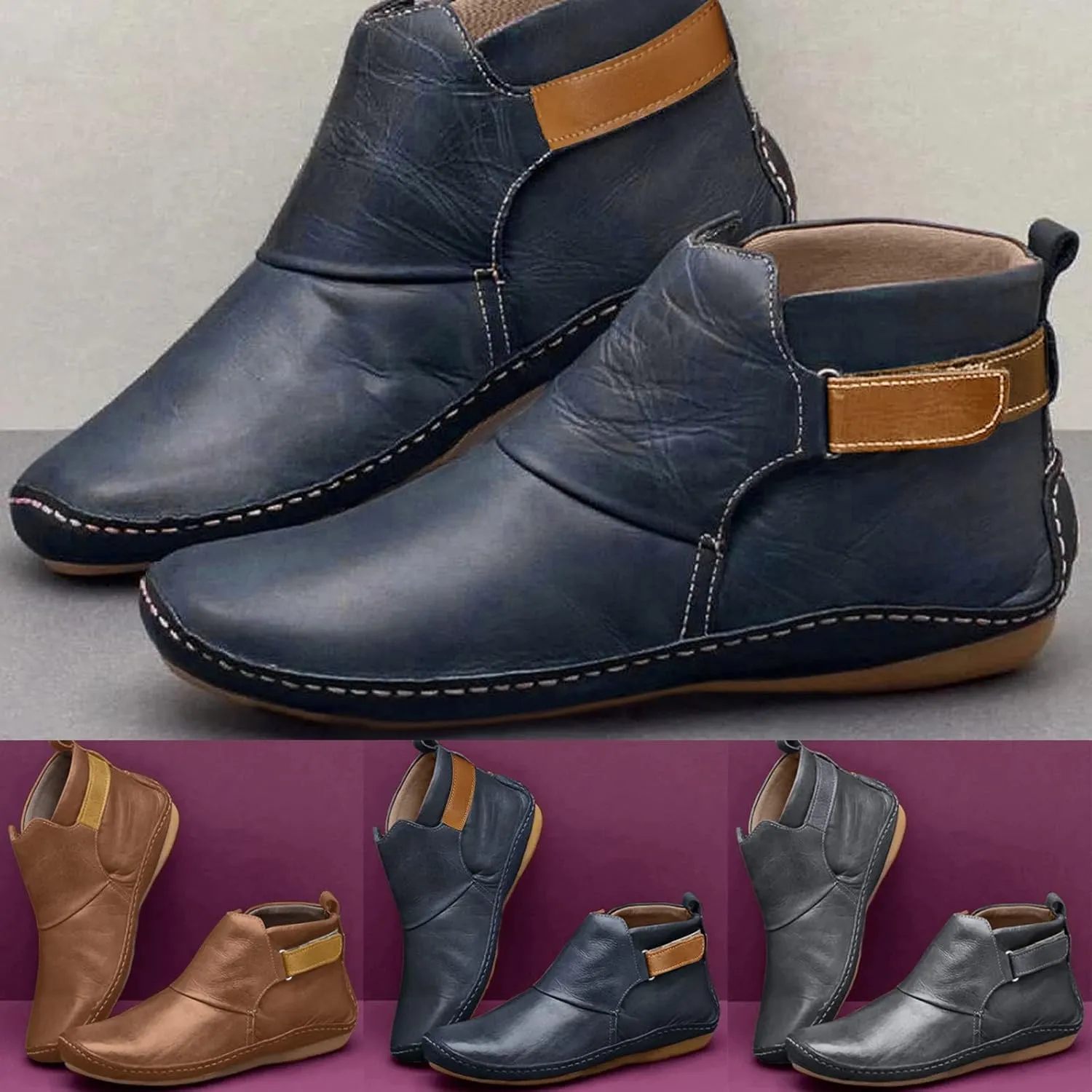 Gibobby Ankle Boots for Women Low Heel,Arch Support Booties Casual Flat Platform Short Ankle Boots Everyday Boots for Ladies