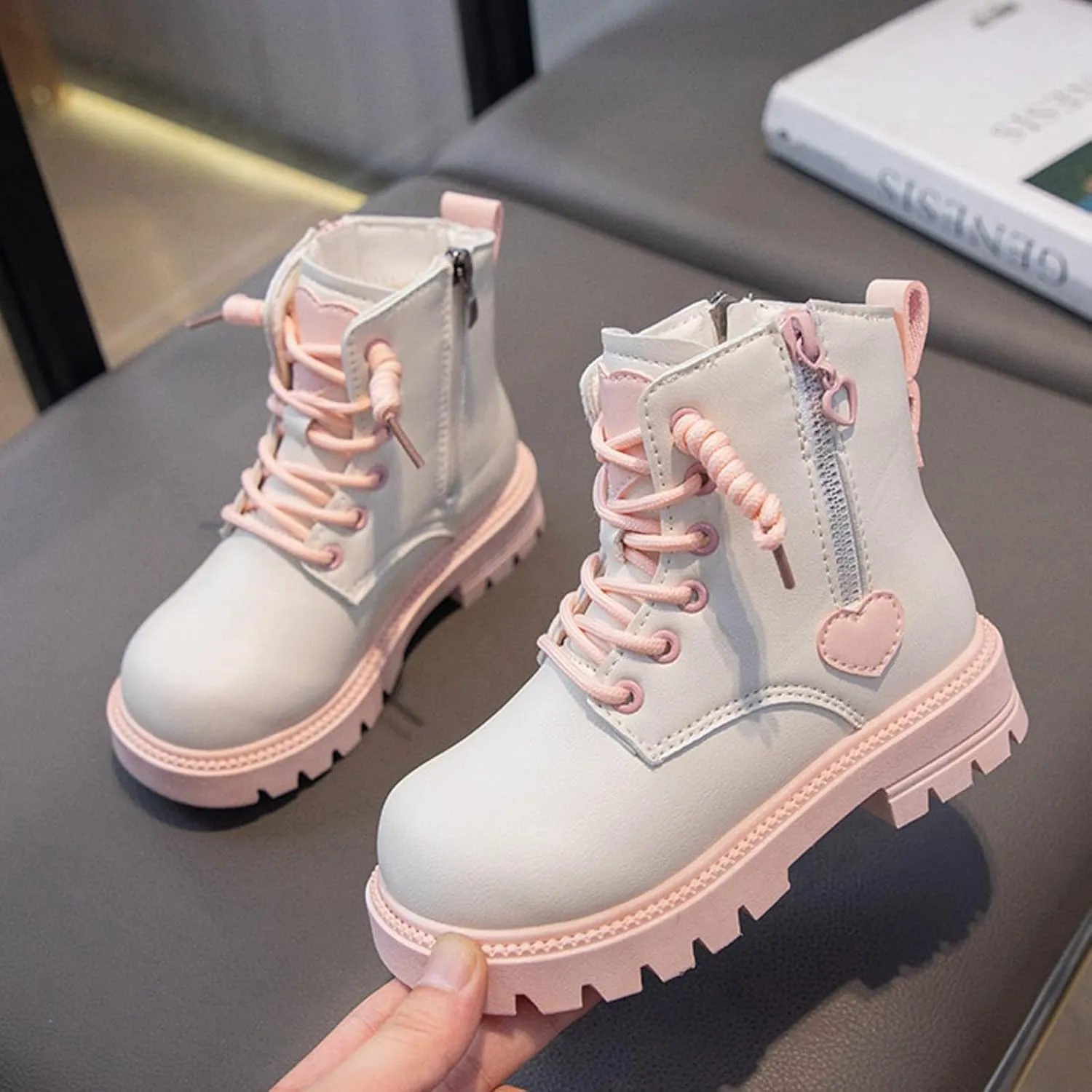 Girl Boots Kids Ankle Boots Low Heel Ankle Bootie Non Slip Warm Shoes Cute Toddler/Kids Winter Snow Boots