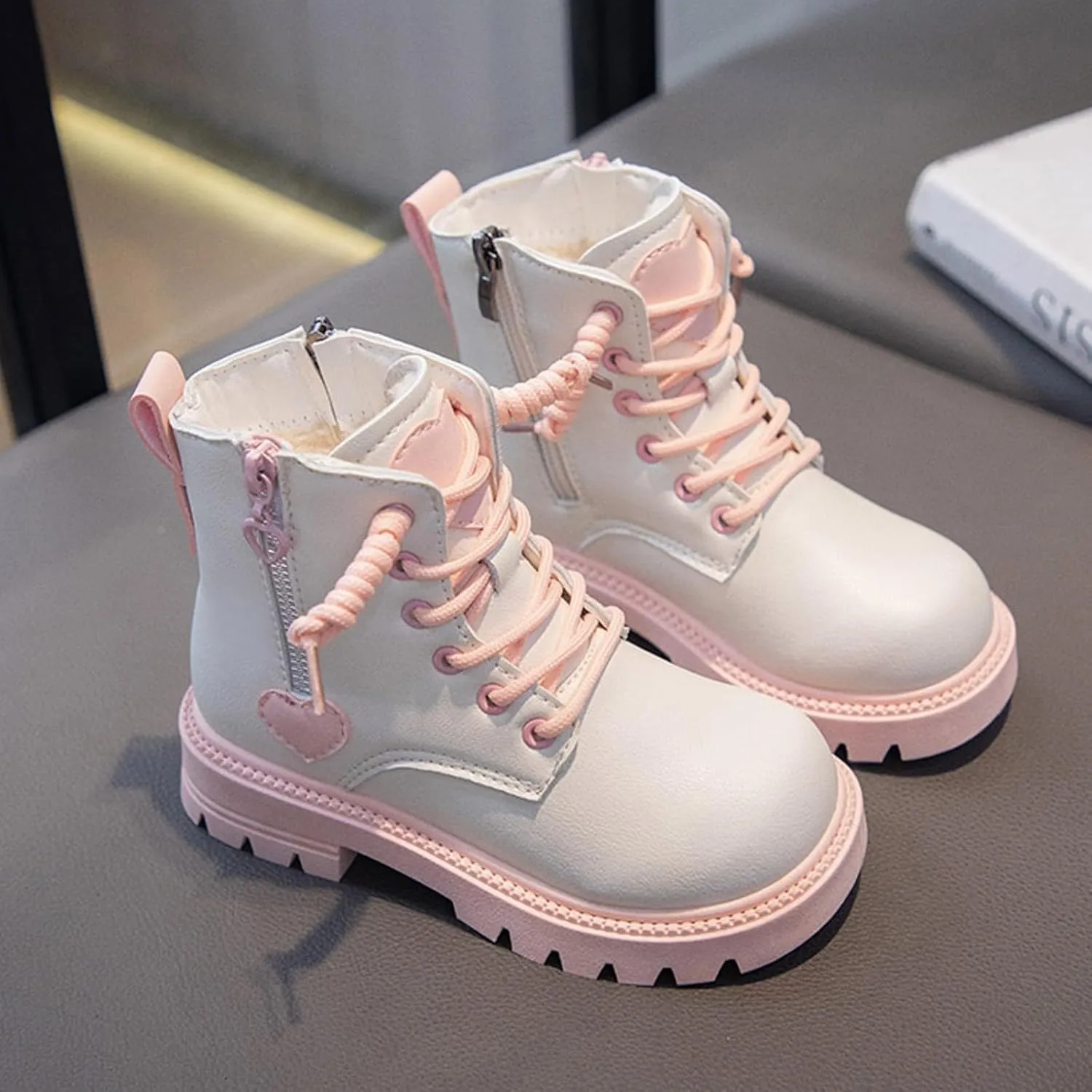 Girl Boots Kids Ankle Boots Low Heel Ankle Bootie Non Slip Warm Shoes Cute Toddler/Kids Winter Snow Boots