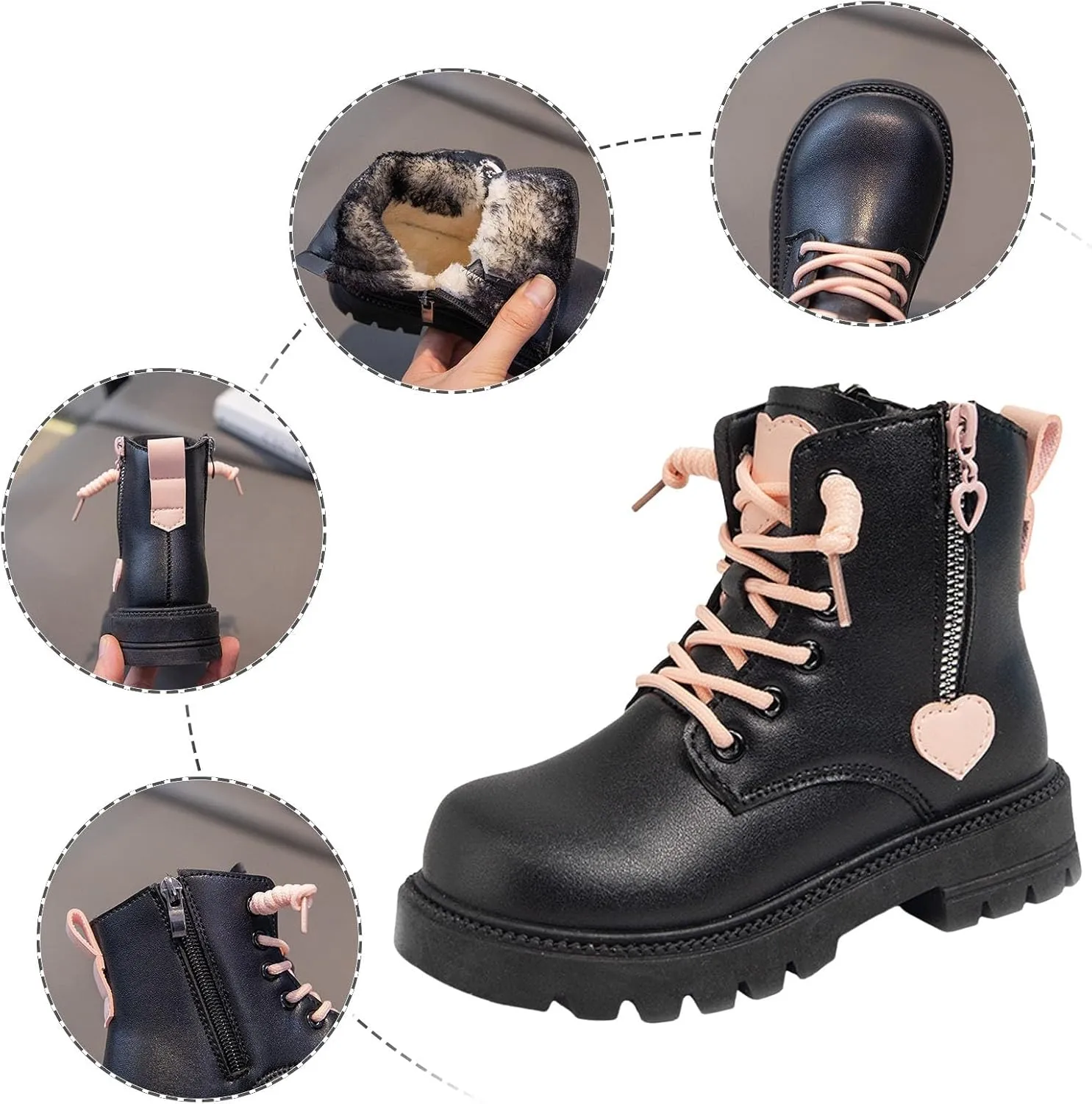 Girl Boots Kids Ankle Boots Low Heel Ankle Bootie Non Slip Warm Shoes Cute Toddler/Kids Winter Snow Boots