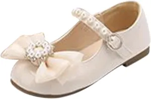 Girls Bowknot Marry Jane Shoes for Dance Toddler Solid Color Water-Proof Dress Shoes Kids Casual Ballerina Shoes