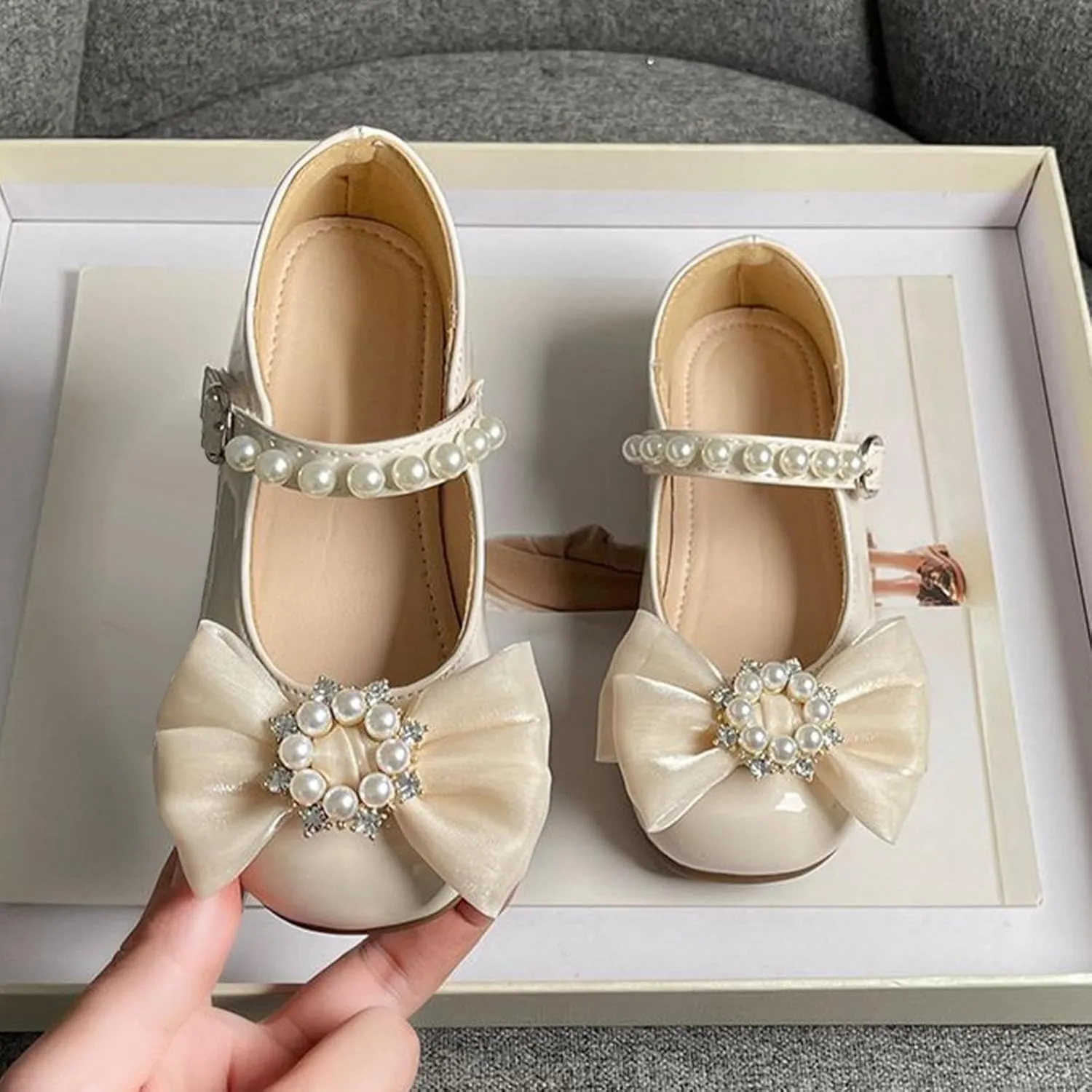 Girls Bowknot Marry Jane Shoes for Dance Toddler Solid Color Water-Proof Dress Shoes Kids Casual Ballerina Shoes