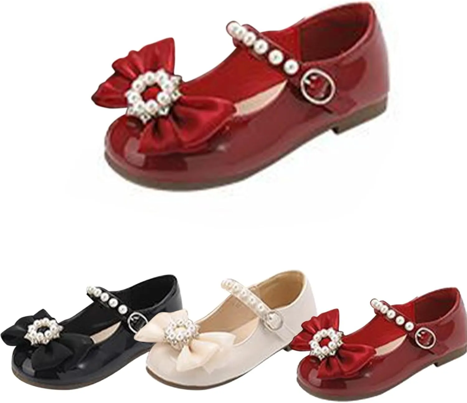 Girls Bowknot Marry Jane Shoes for Dance Toddler Solid Color Water-Proof Dress Shoes Kids Casual Ballerina Shoes