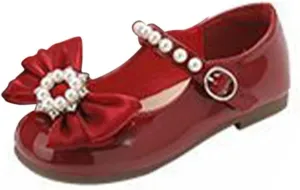Girls Bowknot Marry Jane Shoes for Dance Toddler Solid Color Water-Proof Dress Shoes Kids Casual Ballerina Shoes