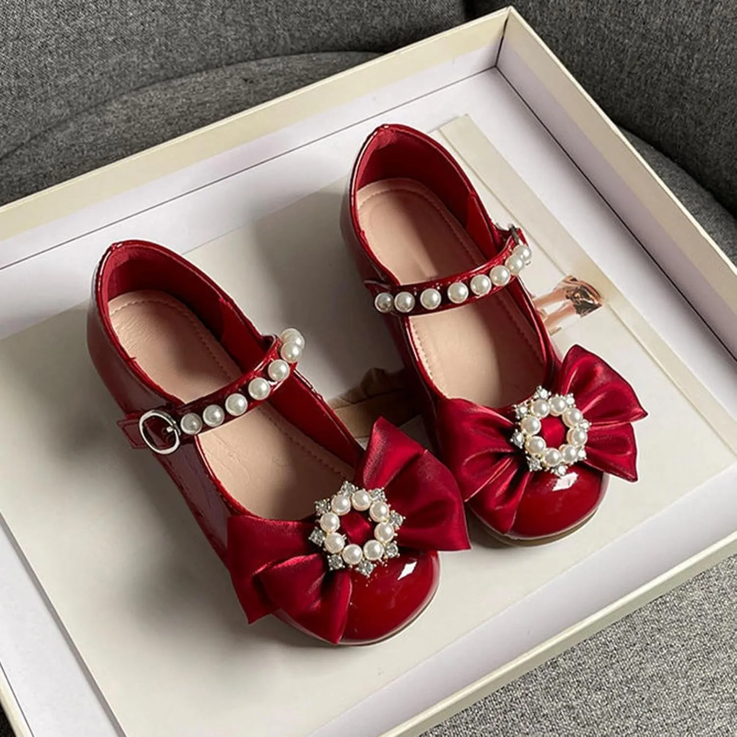 Girls Bowknot Marry Jane Shoes for Dance Toddler Solid Color Water-Proof Dress Shoes Kids Casual Ballerina Shoes