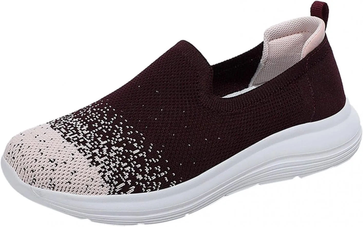 Hbeylia Women's Slip on Loafer Shoes Mesh Casual Ballet Flat Nurse Walking Sneakers Knit Sock Round Toe Air Cushion Casual Low Wedge Mule Sneakers for Women Dancing Work