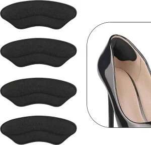 Heel Grips Liner Cushions Inserts for Loose Shoes, Heel Pads Snugs for Shoe Too Big Men Women, Filler Improved Shoe Fit and Comfort, Stop Heel Slip and Blister (4 Pairs) (H Black)