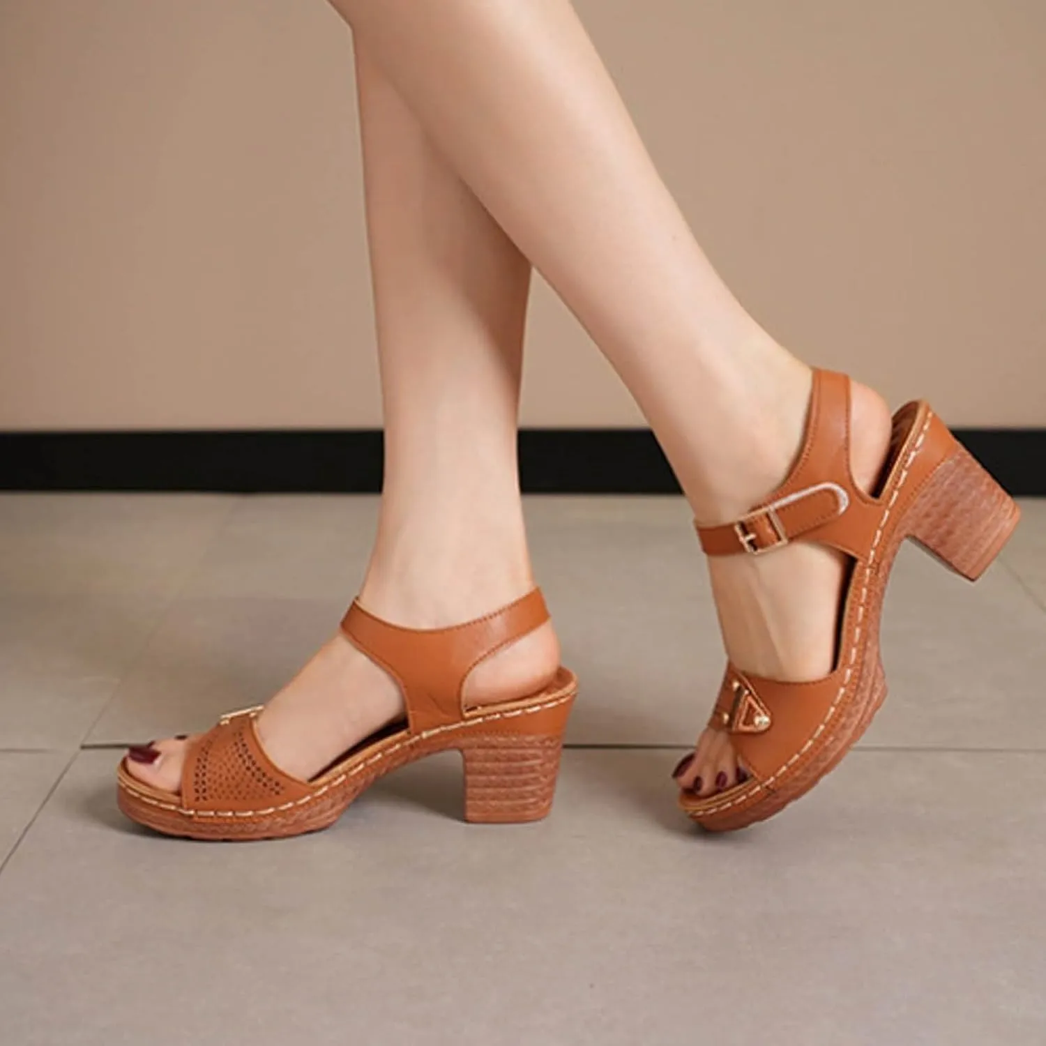 Heels Scandals For Women High Heels Open Toe Cover Heel Suede Sandals Women's Platform Wedge Western Sandals Women