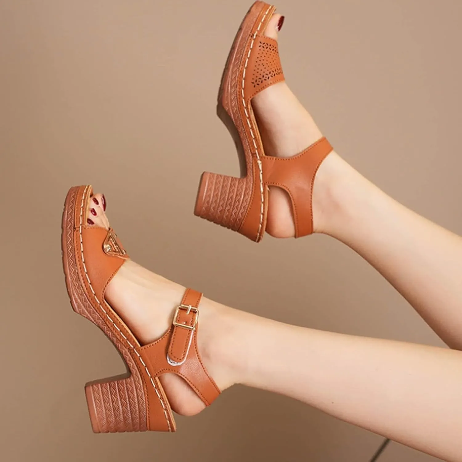 Heels Scandals For Women High Heels Open Toe Cover Heel Suede Sandals Women's Platform Wedge Western Sandals Women