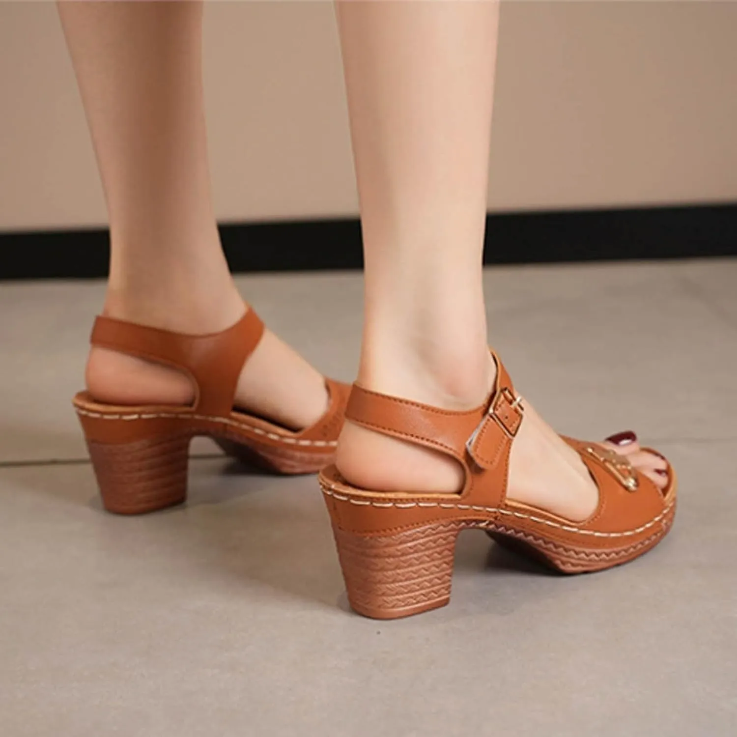 Heels Scandals For Women High Heels Open Toe Cover Heel Suede Sandals Women's Platform Wedge Western Sandals Women