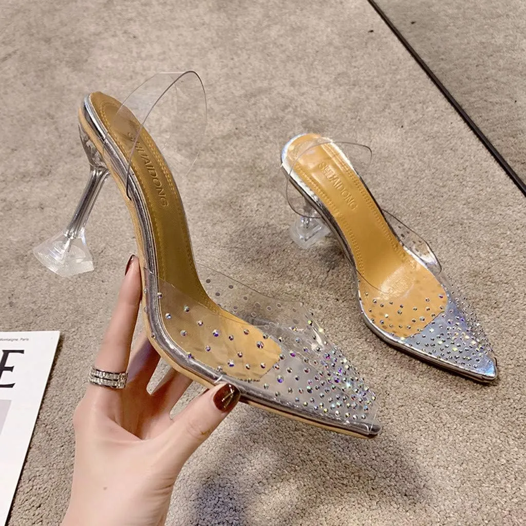 High Heels for Women Feathers Dress High Heels Open Toe Pointed Toe Sandals Fuzzy Wedding Bridal Heels Party Shoes
