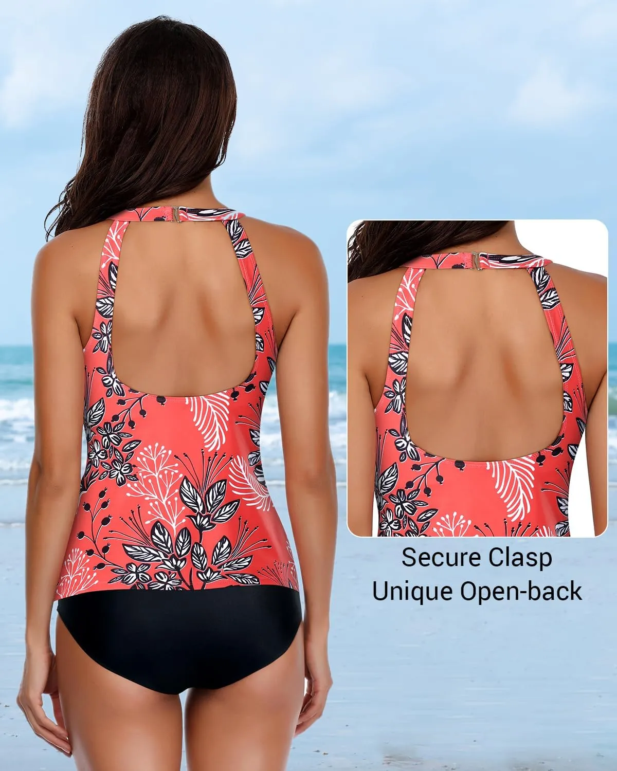 Holipick High Neck Tankini Top Bathing Suit Tops for Women Tummy Control Tank Tops Swimsuits