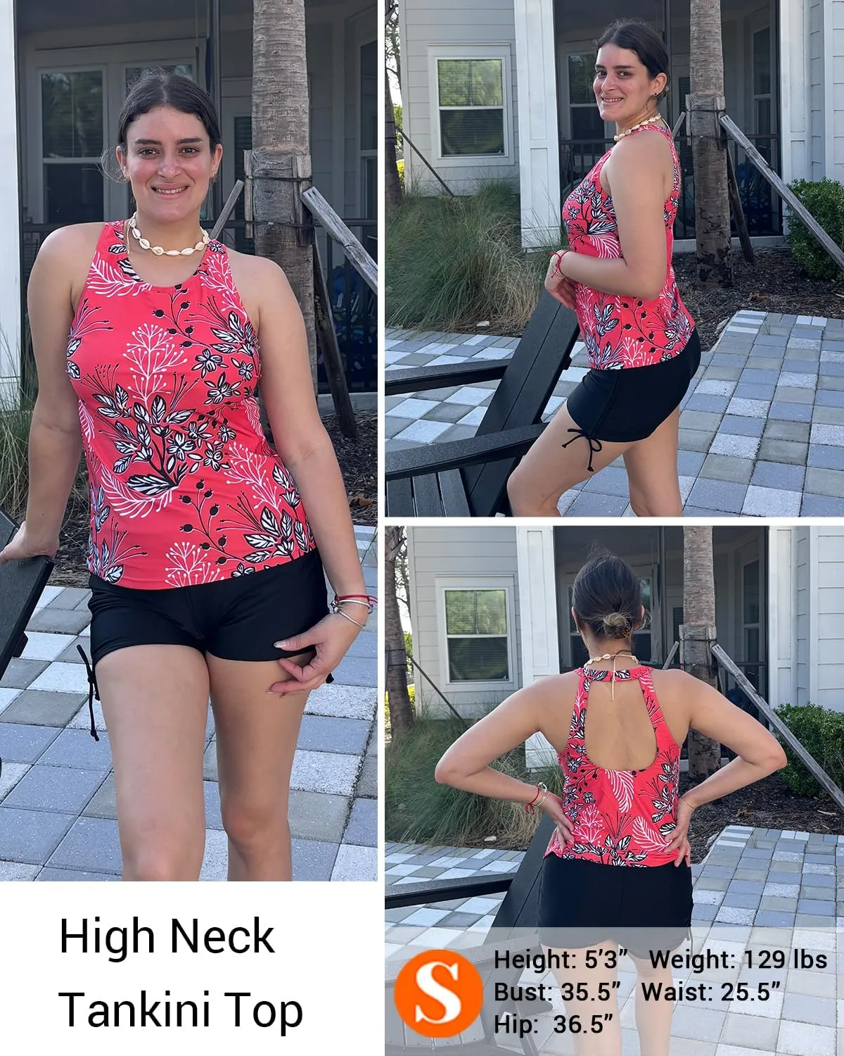 Holipick High Neck Tankini Top Bathing Suit Tops for Women Tummy Control Tank Tops Swimsuits
