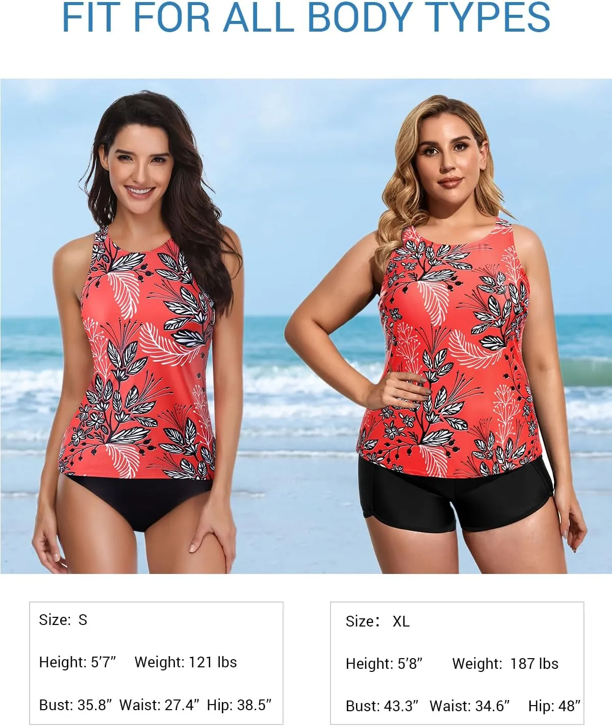 Holipick High Neck Tankini Top Bathing Suit Tops for Women Tummy Control Tank Tops Swimsuits