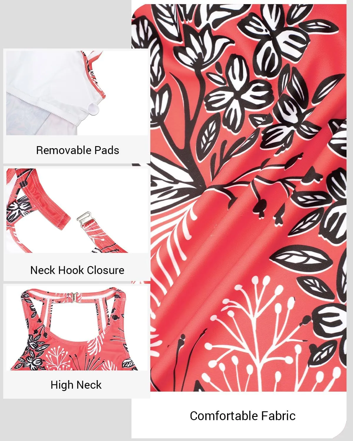 Holipick High Neck Tankini Top Bathing Suit Tops for Women Tummy Control Tank Tops Swimsuits