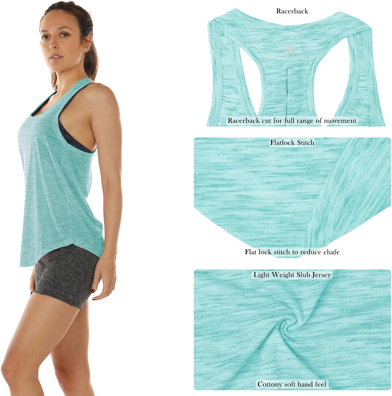 icyzone Workout Tank Tops for Women - Athletic Yoga Tops, Racerback Running Tank Top, Gym Exercise Shirts