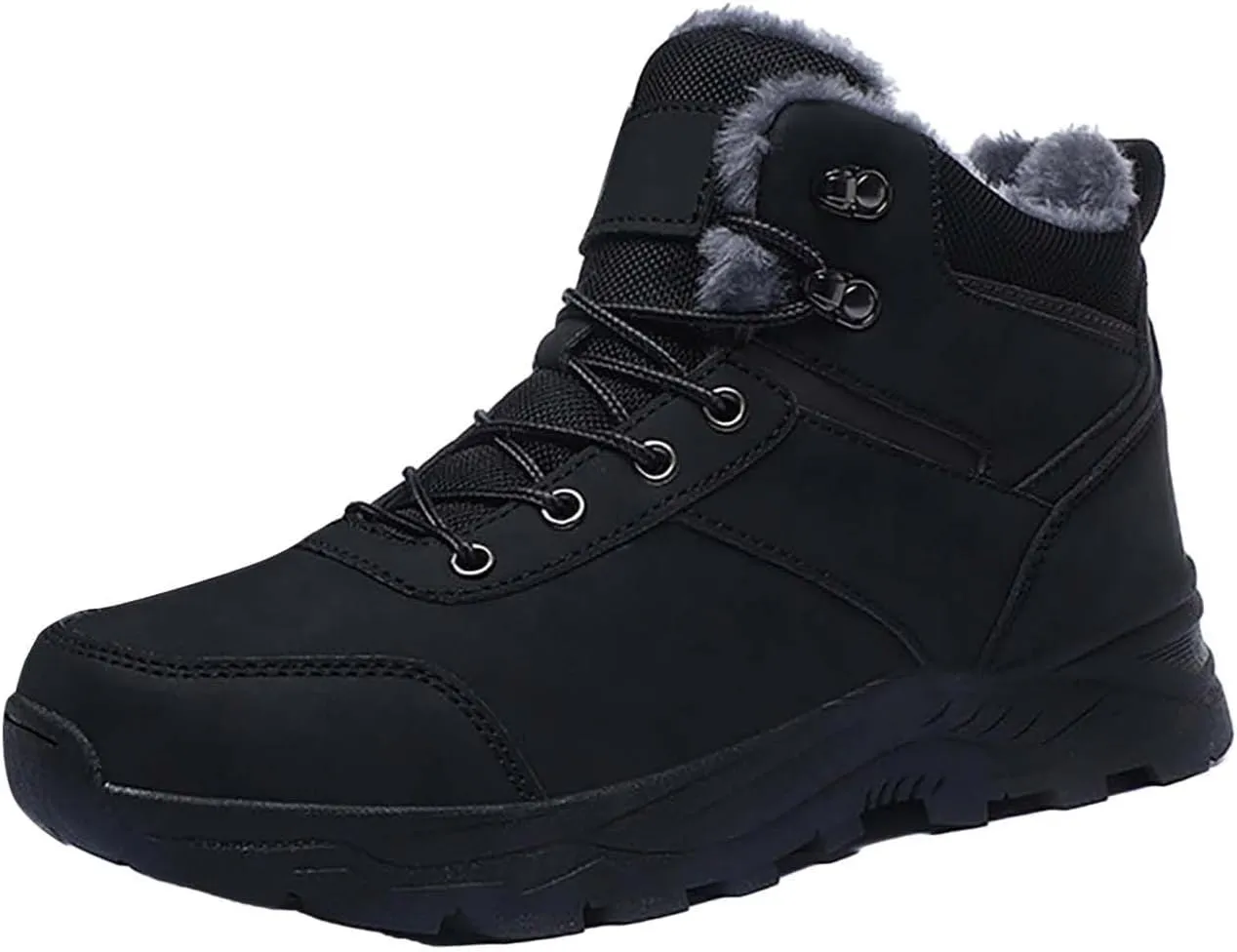 Insulated Hiking Boots Men aterproof Non-Slip Plush Lined Snow Shoes For Women Slip On Casual Shoes