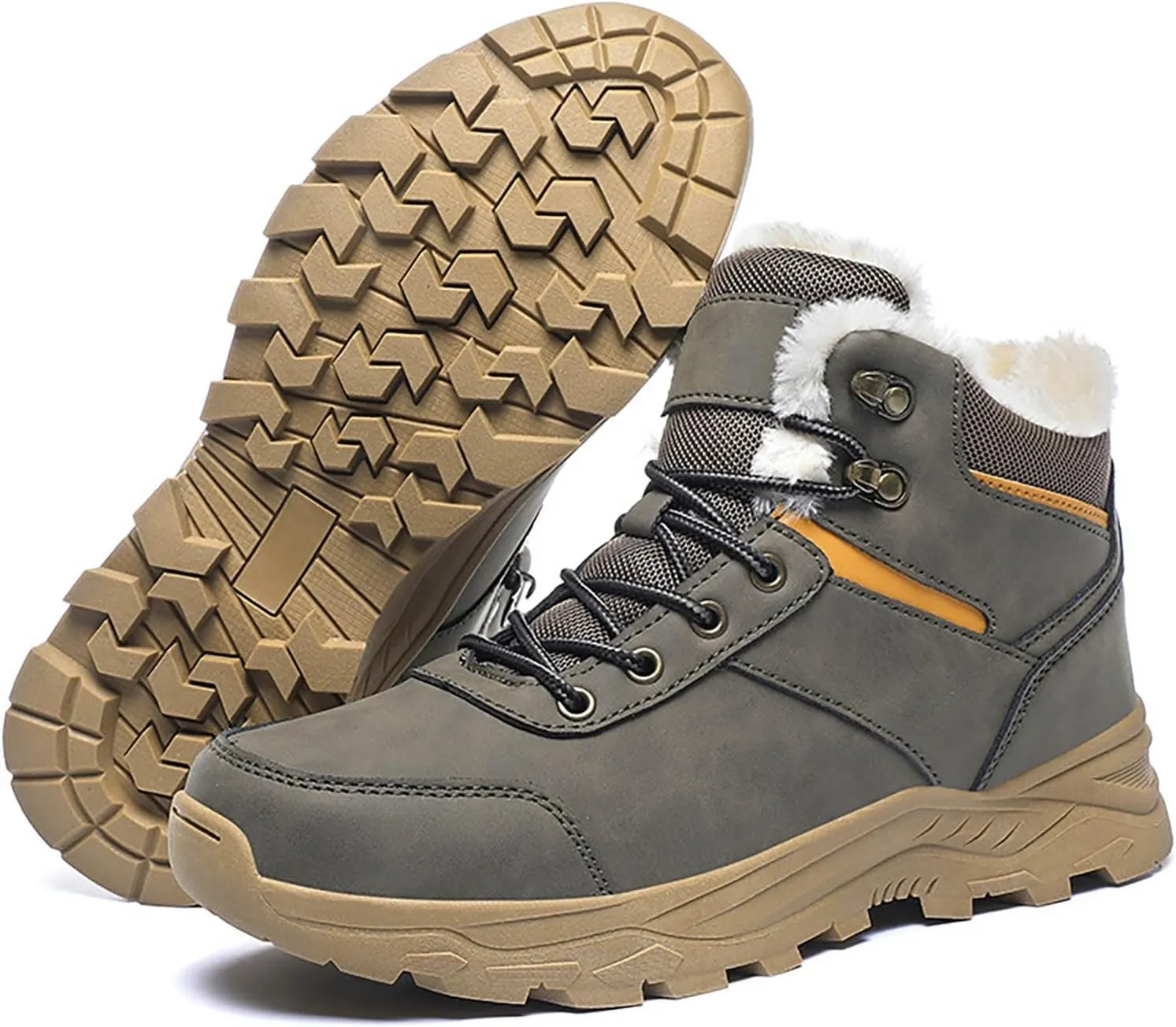 Insulated Hiking Boots Men aterproof Non-Slip Plush Lined Snow Shoes For Women Slip On Casual Shoes