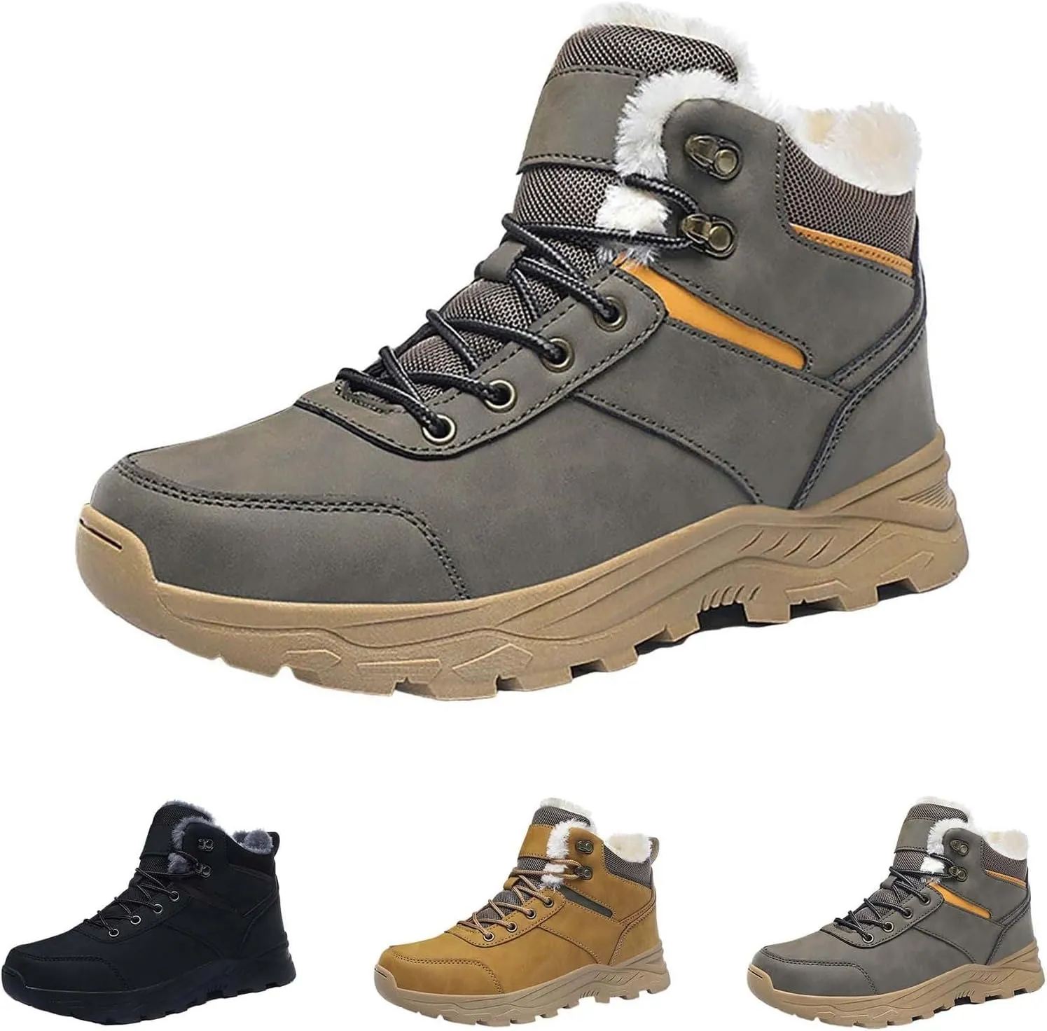Insulated Hiking Boots Men aterproof Non-Slip Plush Lined Snow Shoes For Women Slip On Casual Shoes
