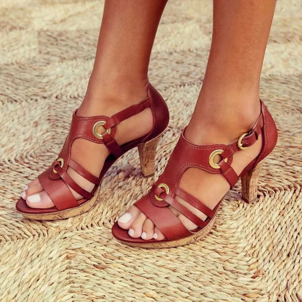 JITUUE womens shoes high heel sandals for women Ladies Elegant Buckle Strap Ankle Peep Toe Sandals Roman Shoes