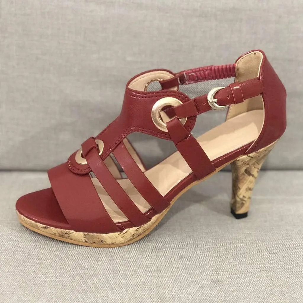 JITUUE womens shoes high heel sandals for women Ladies Elegant Buckle Strap Ankle Peep Toe Sandals Roman Shoes