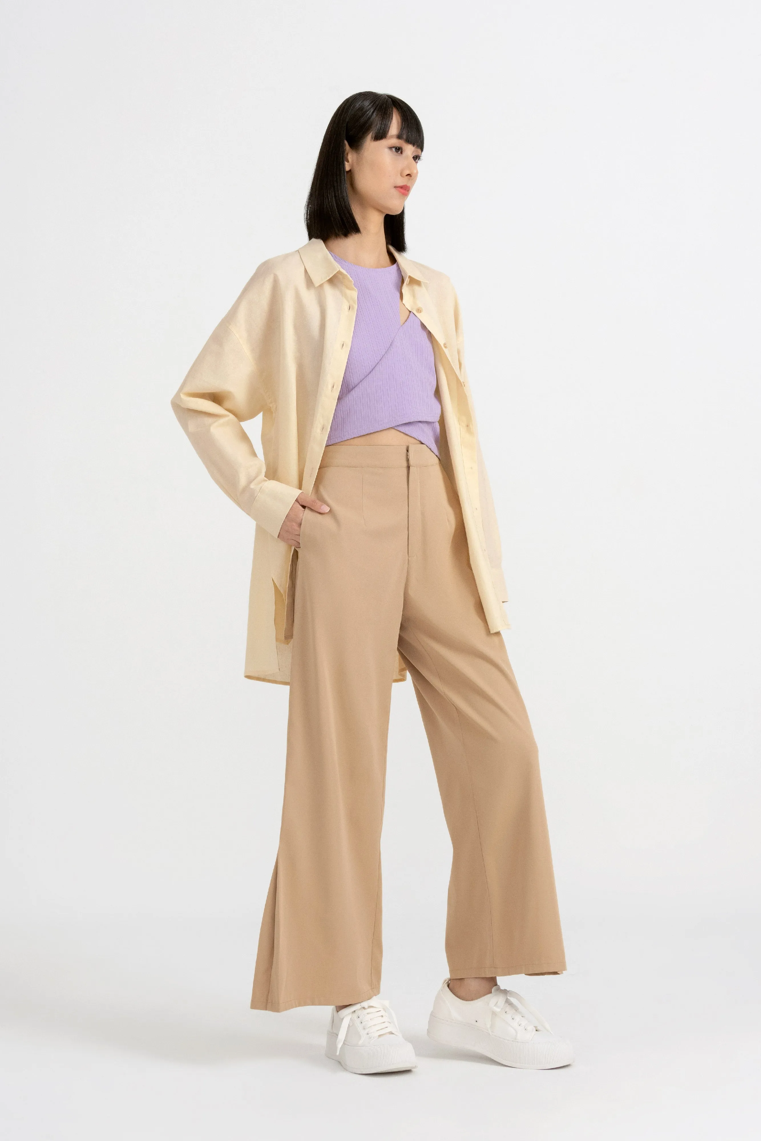 Joan Cut Out Fitted Knit Top in Lilac Purple