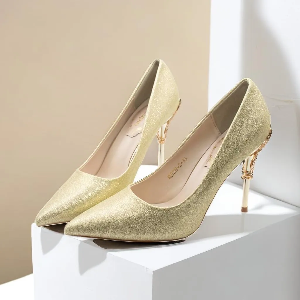 JOEupin Women's Satin Pointed Toe High Heel Dress Pump Shoes for Bridal Evening Party Pumps
