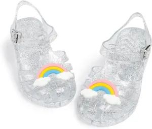 KIDSUN Toddler Girls Jelly Sandals Closed Toe Water Beach Summer Shoes Soft Rubber Sole Mary Jane Dress Shoes Princess Flat