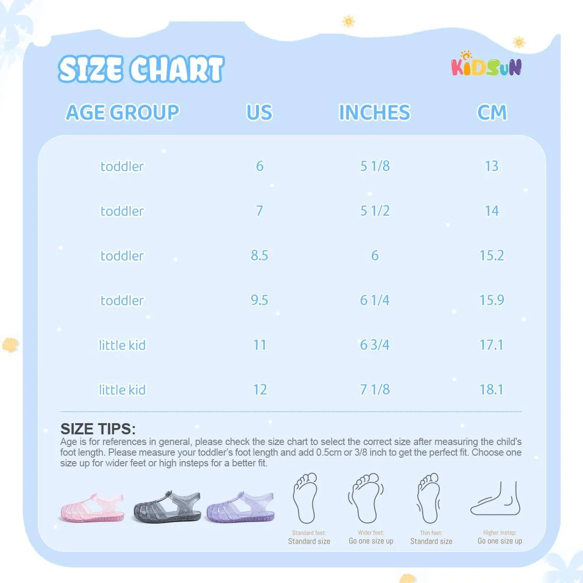 KIDSUN Toddler Girls Jelly Sandals Closed Toe Water Beach Summer Shoes Soft Rubber Sole Mary Jane Dress Shoes Princess Flat