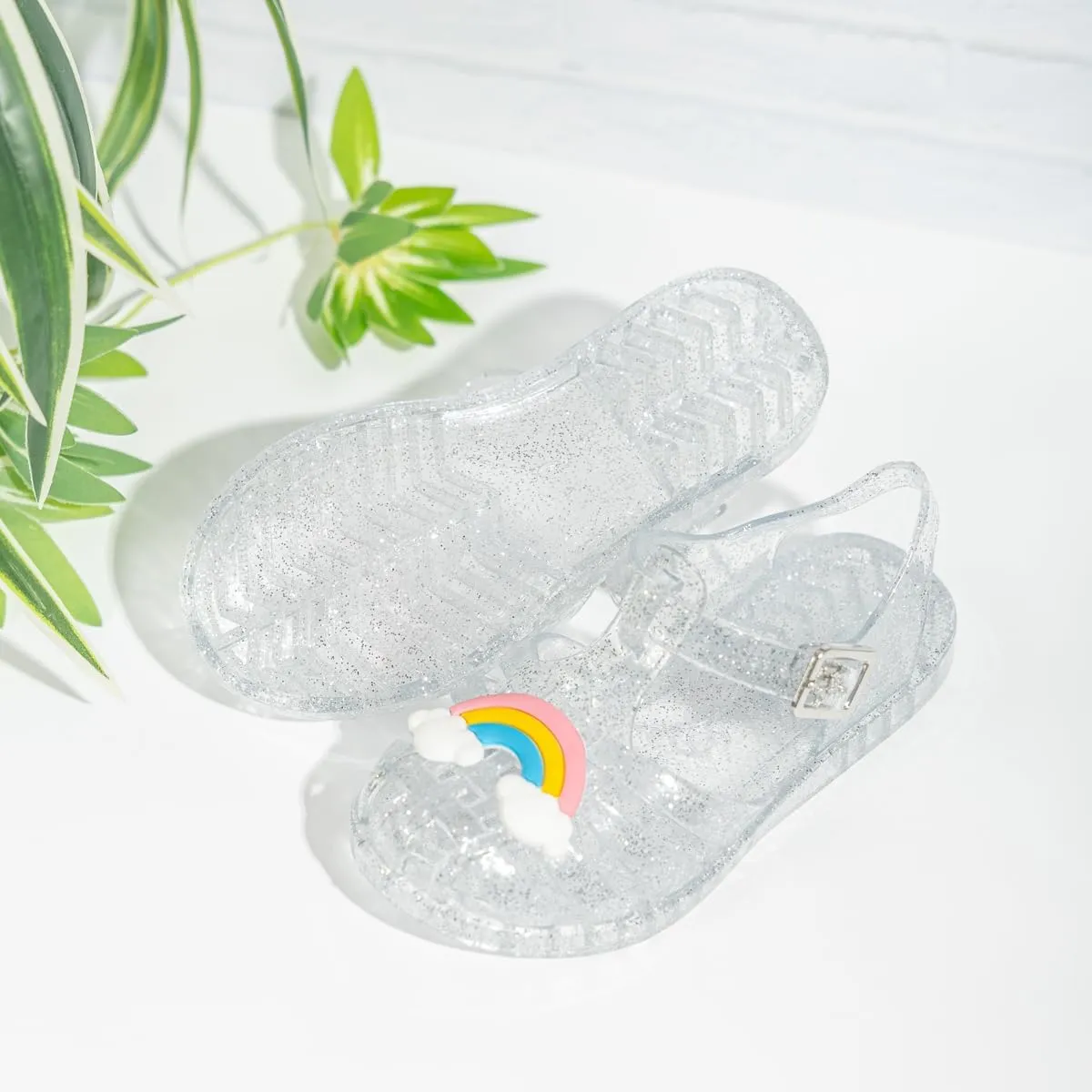 KIDSUN Toddler Girls Jelly Sandals Closed Toe Water Beach Summer Shoes Soft Rubber Sole Mary Jane Dress Shoes Princess Flat