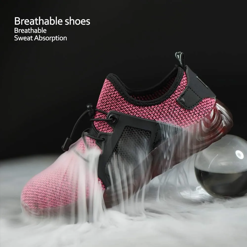 KINOW Men Steel Toe Safety Work Shoes Slip Resistant Construction Sneakers for Women