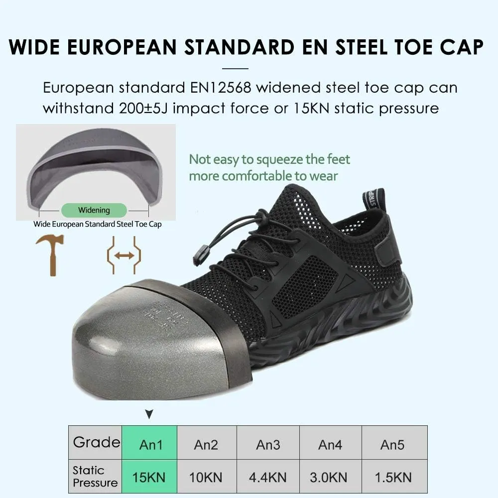 KINOW Men Steel Toe Safety Work Shoes Slip Resistant Construction Sneakers for Women