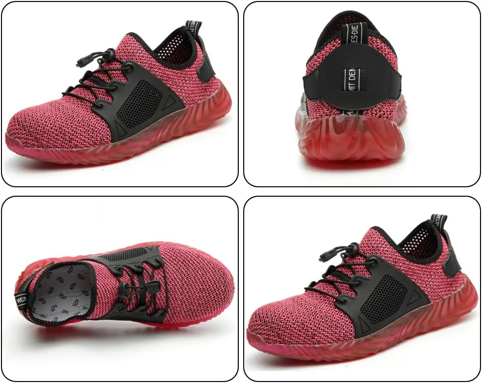 KINOW Men Steel Toe Safety Work Shoes Slip Resistant Construction Sneakers for Women