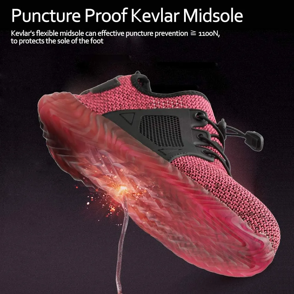 KINOW Men Steel Toe Safety Work Shoes Slip Resistant Construction Sneakers for Women
