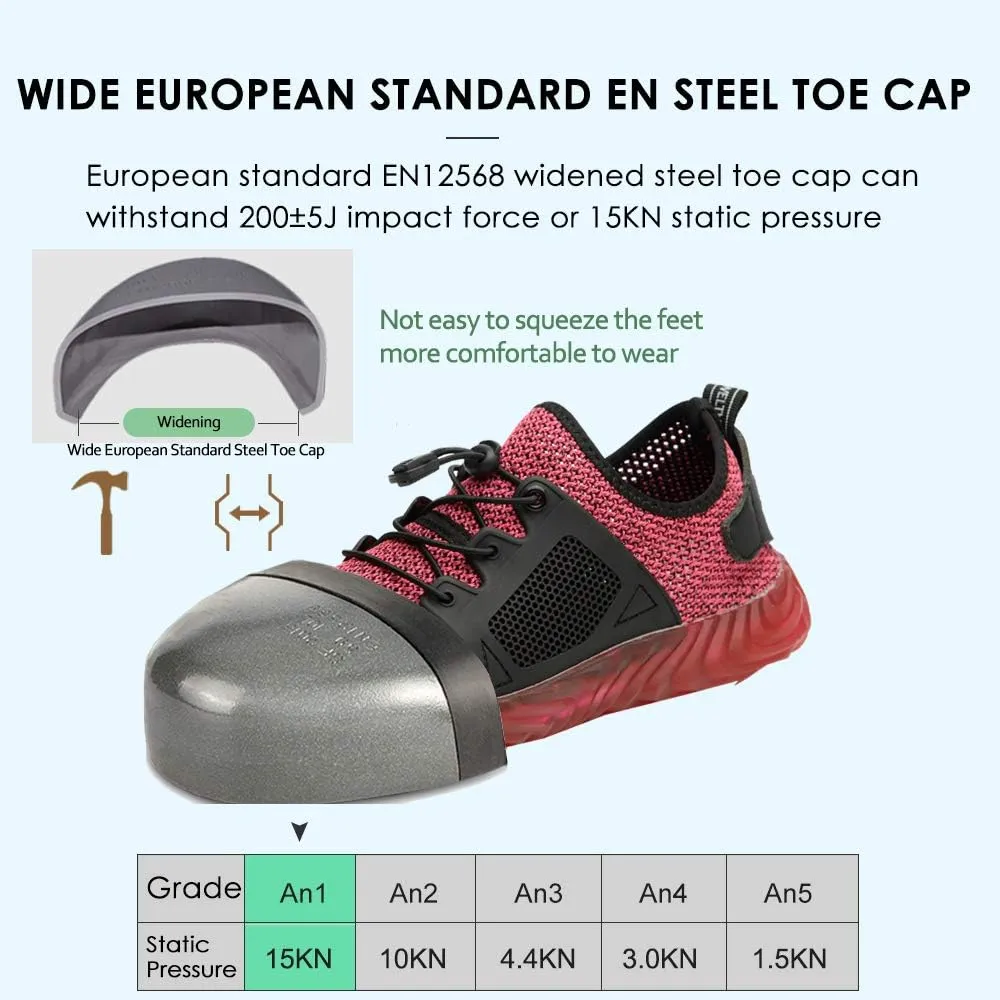 KINOW Men Steel Toe Safety Work Shoes Slip Resistant Construction Sneakers for Women